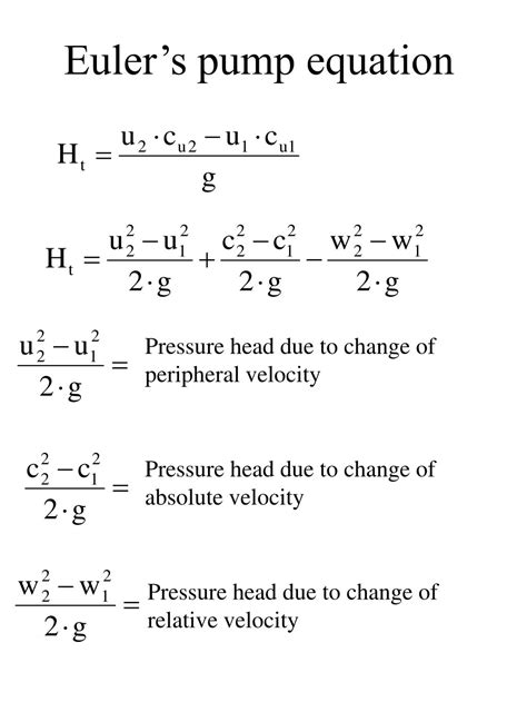 euler's energy transfer equation in centrifugal pump|equation for pump flow.